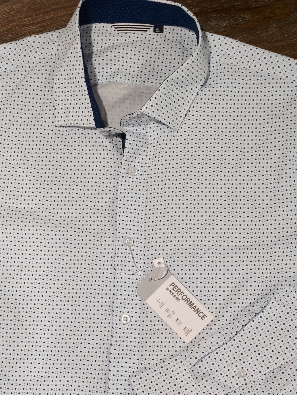 Van Larsson Men's White Micro-Pattern Dress Shirt - Performance Fabric XL